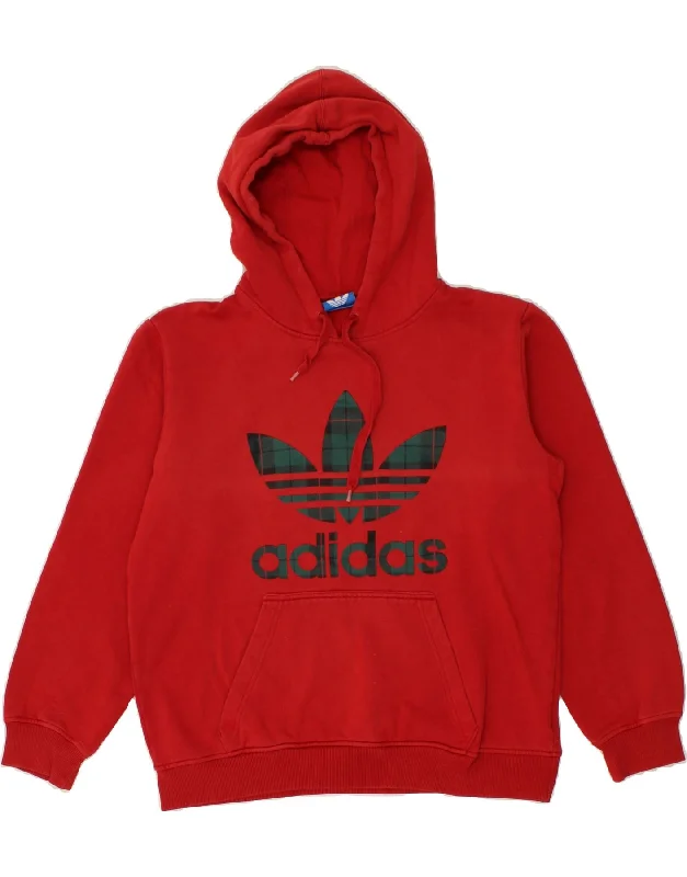 ADIDAS Mens Graphic Hoodie Jumper Medium Red Cotton