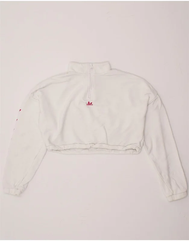 ADIDAS Womens Oversized Crop Graphic Sweatshirt Jumper UK 10 Small White Hoodie with Back Slit Movement Comfort ADIDAS Womens Oversized Crop Graphic Sweatshirt Jumper UK 10 Small White Hoodie with Back Slit Movement Comfort