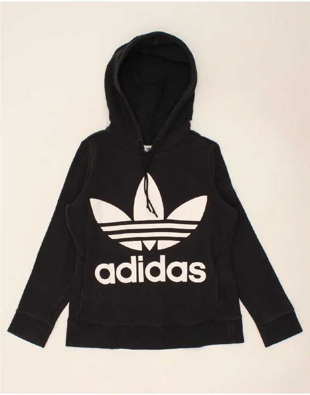 ADIDAS Womens Oversized Graphic Hoodie Jumper UK 8 Small Black Hoodie with Tied Waist Feminine Flattering ADIDAS Womens Oversized Graphic Hoodie Jumper UK 8 Small Black Hoodie with Tied Waist Feminine Flattering