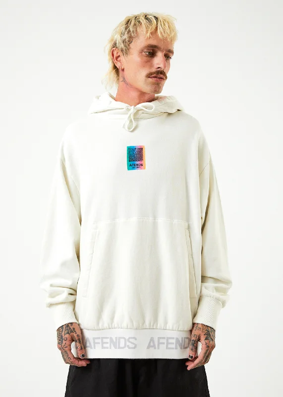 AFENDS Unisex Studio - Unisex Oversized Hoodie - Off White Hoodie with Hem Detail Decorative Unique AFENDS Unisex Studio - Unisex Oversized Hoodie - Off White Hoodie with Hem Detail Decorative Unique