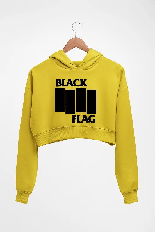 Black Flag Crop HOODIE FOR WOMEN Hoodie with Puffed Sleeves Voluminous Trendy