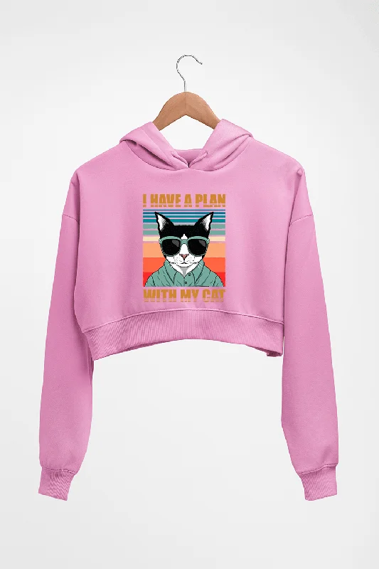 Cat Crop HOODIE FOR WOMEN Hoodie with Ribbed Hem Stretchable Secure