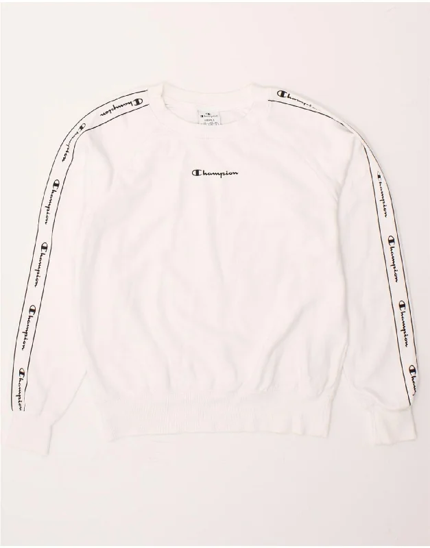 CHAMPION Mens Graphic Sweatshirt Jumper Small White Cotton