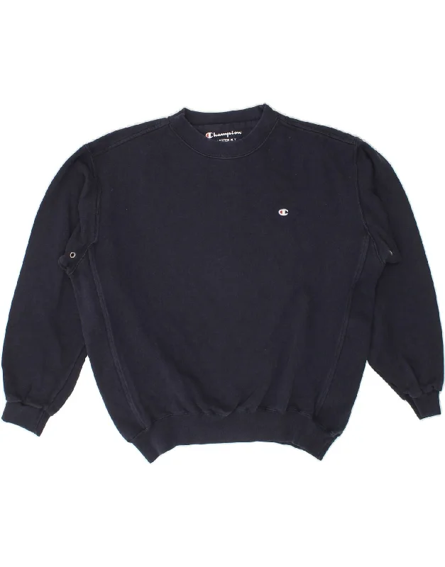 CHAMPION Mens Sweatshirt Jumper Medium Navy Blue Cotton Hoodie with Batwing Sleeves Loose Dramatic CHAMPION Mens Sweatshirt Jumper Medium Navy Blue Cotton Hoodie with Batwing Sleeves Loose Dramatic