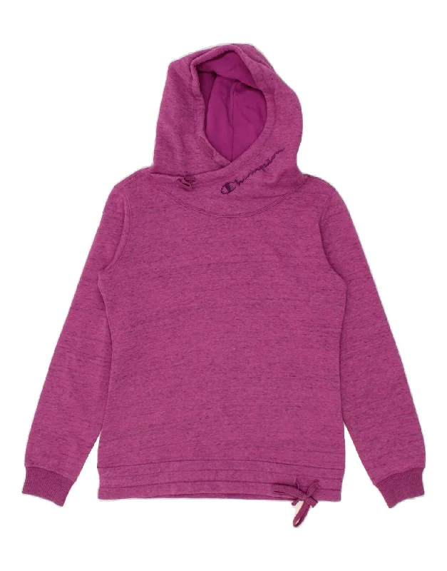 CHAMPION Womens Graphic Hoodie Jumper UK 14 Medium Pink Flecked Hoodie with Back Slit Movement Comfort CHAMPION Womens Graphic Hoodie Jumper UK 14 Medium Pink Flecked Hoodie with Back Slit Movement Comfort