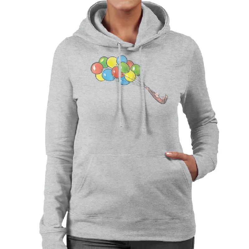 Curious George Balloon Flying Backwards Women's Hooded Sweatshirt