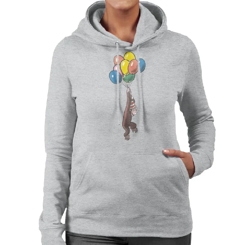 Curious George Balloon Flying Hat Women's Hooded Sweatshirt