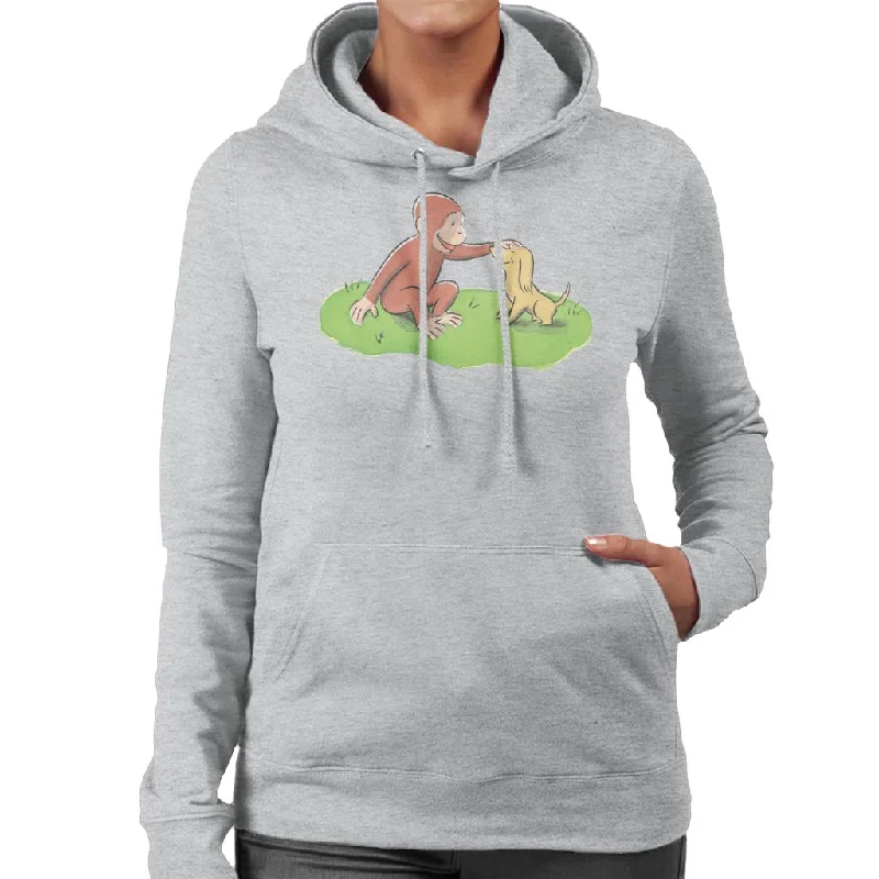 Curious George Stroking Dog Women's Hooded Sweatshirt