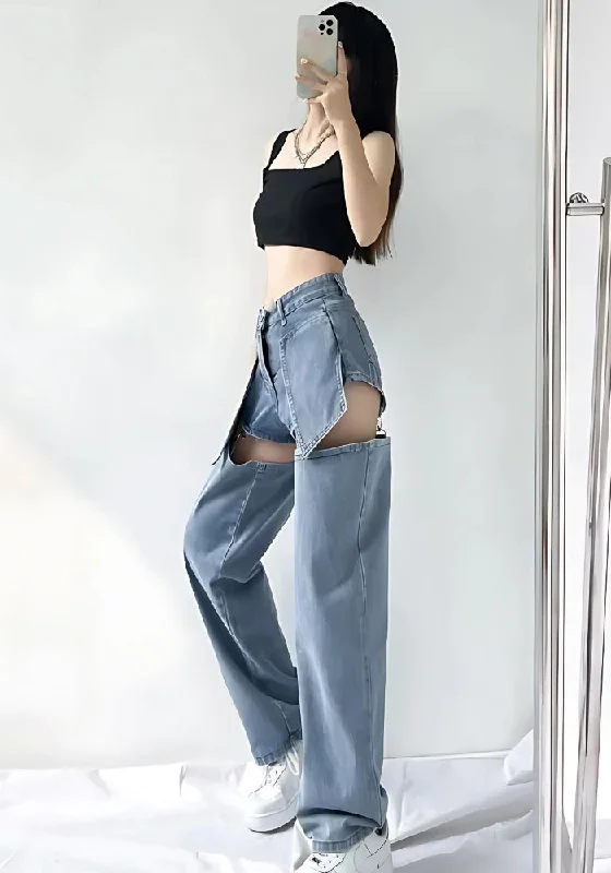 Detachable Straight Leg Jeans