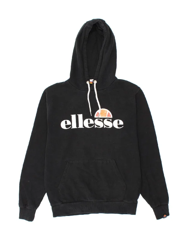 ELLESSE Mens Graphic Hoodie Jumper Medium Black Cotton Hoodie with Elastic Cuffs Stretchable Comfortable ELLESSE Mens Graphic Hoodie Jumper Medium Black Cotton Hoodie with Elastic Cuffs Stretchable Comfortable