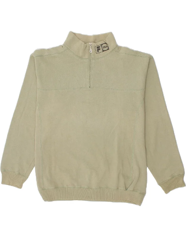 FILA Mens Zip Neck Sweatshirt Jumper IT 56 XL Khaki Cotton Hoodie with Longline Fit Extended Stylish FILA Mens Zip Neck Sweatshirt Jumper IT 56 XL Khaki Cotton Hoodie with Longline Fit Extended Stylish