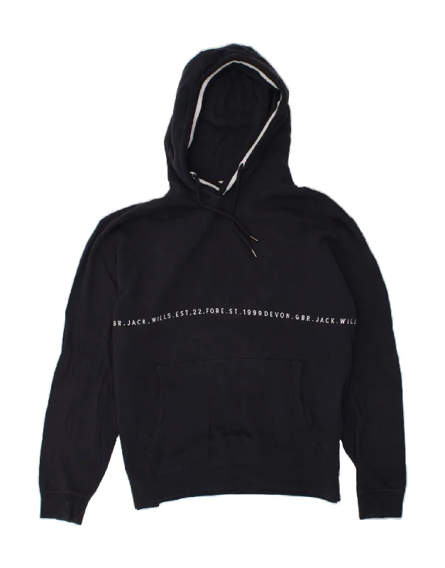 JACK WILLS Mens Graphic Hoodie Jumper Large Navy Blue Cotton Hoodie with V-Neck Classic Versatile JACK WILLS Mens Graphic Hoodie Jumper Large Navy Blue Cotton Hoodie with V-Neck Classic Versatile