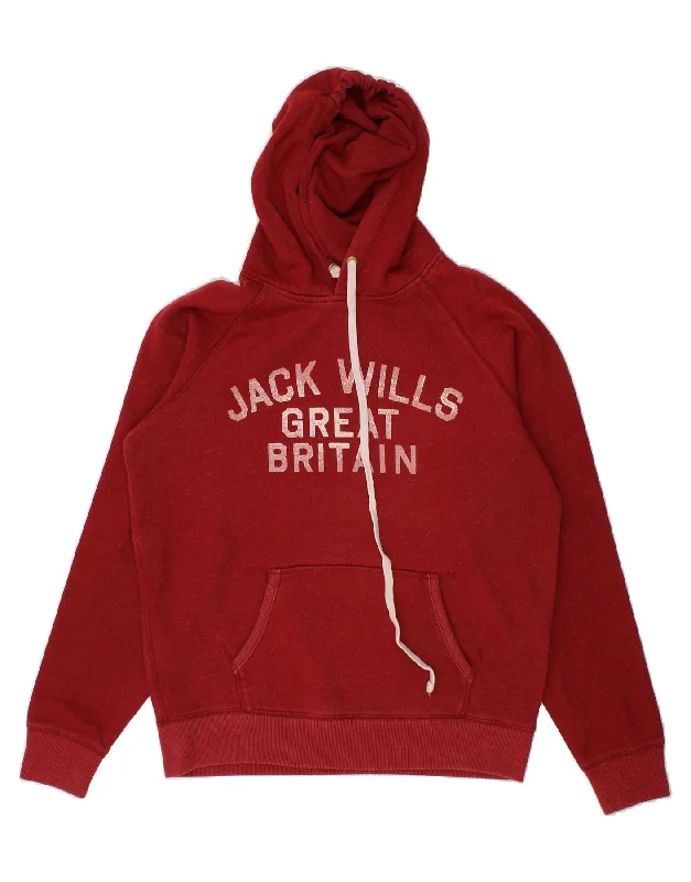 JACK WILLS Mens Graphic Hoodie Jumper Medium Red Cotton