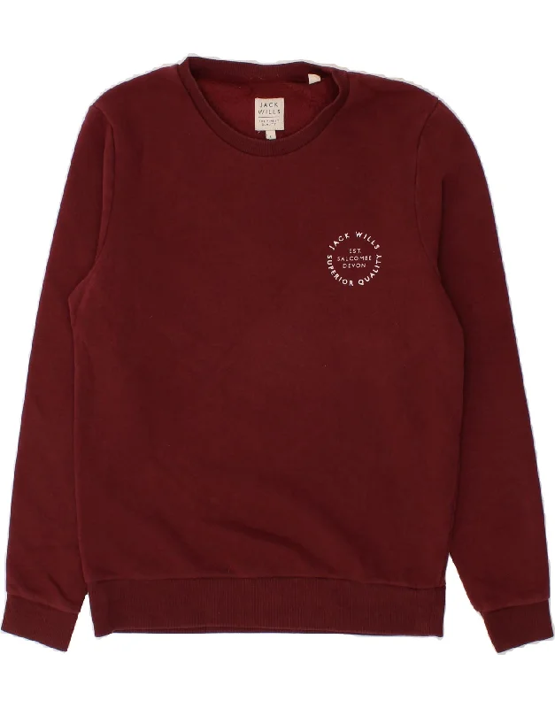 JACK WILLS Mens Sweatshirt Jumper Large Burgundy Cotton