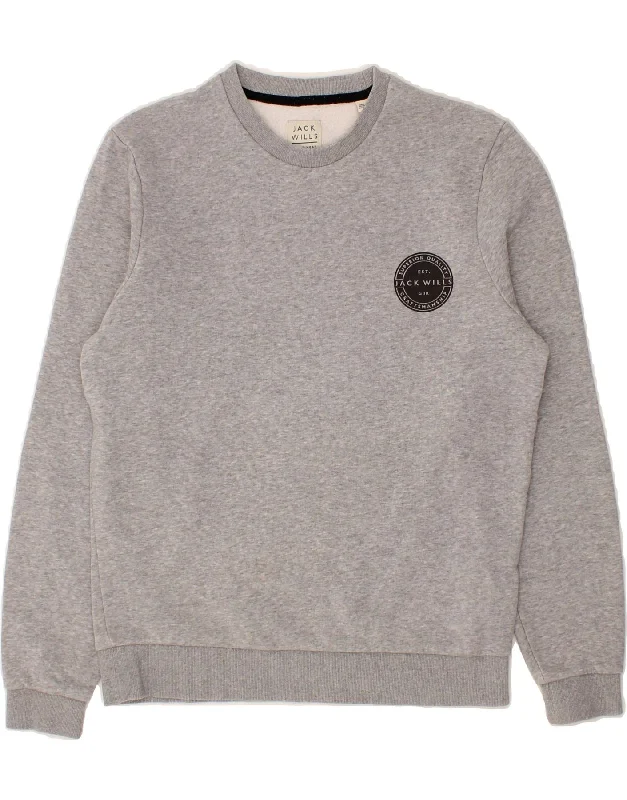 JACK WILLS Mens Sweatshirt Jumper Small Grey Cotton