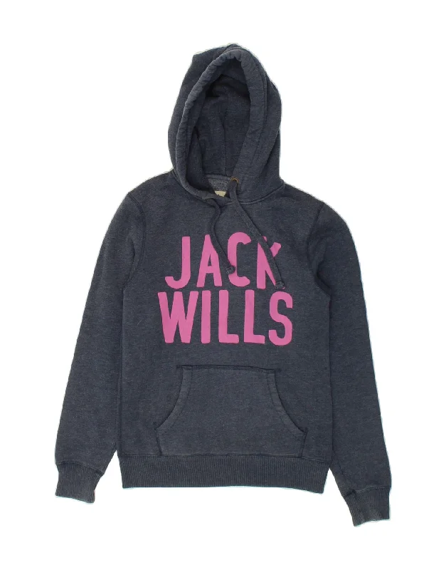 JACK WILLS Womens Graphic Hoodie Jumper UK 10 Small Navy Blue Cotton Hoodie with Belted Waist Structured Tailored JACK WILLS Womens Graphic Hoodie Jumper UK 10 Small Navy Blue Cotton Hoodie with Belted Waist Structured Tailored