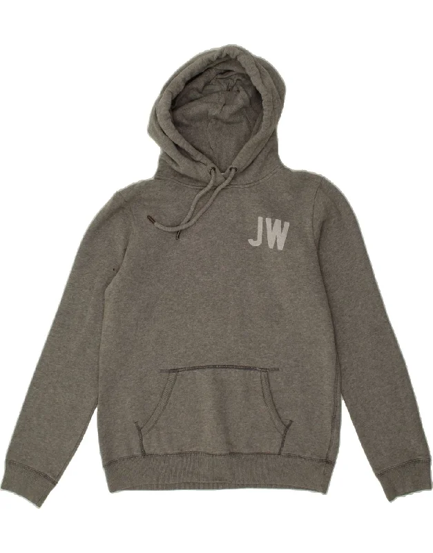 JACK WILLS Womens Graphic Hoodie Jumper UK 12 Medium  Grey Cotton Hoodie with Slim Fit Tailored Modern