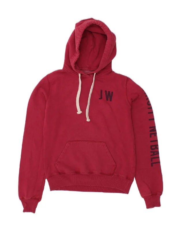 JACK WILLS Womens Graphic Hoodie Jumper UK 12 Medium Red Cotton Hoodie with Contrast Stitching Detailed Premium JACK WILLS Womens Graphic Hoodie Jumper UK 12 Medium Red Cotton Hoodie with Contrast Stitching Detailed Premium