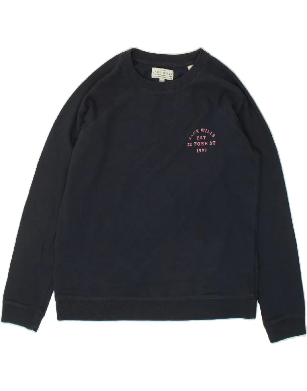 JACK WILLS Womens Sweatshirt Jumper UK 14 Large Navy Blue Cotton Hoodie with Toggle Buttons Decorative Unique JACK WILLS Womens Sweatshirt Jumper UK 14 Large Navy Blue Cotton Hoodie with Toggle Buttons Decorative Unique