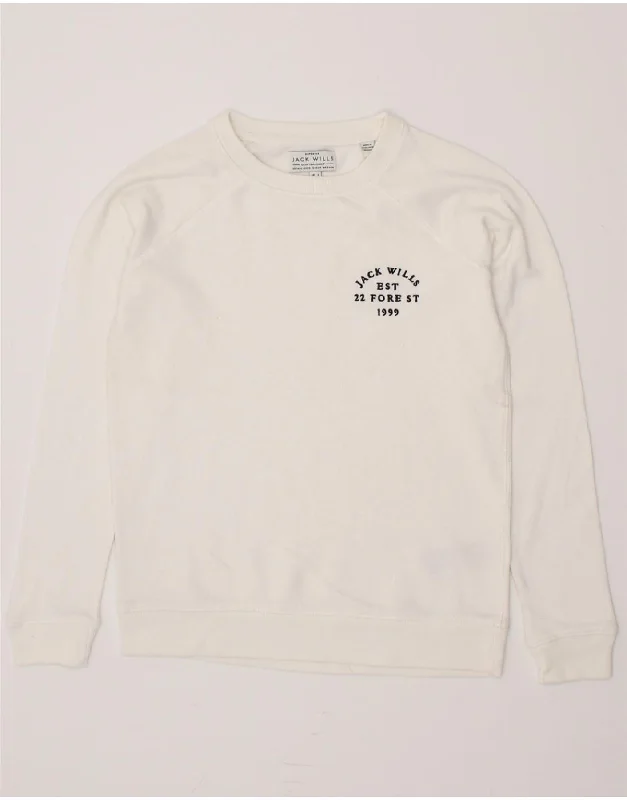 JACK WILLS Womens Sweatshirt Jumper UK 6 XS White Cotton Hoodie with Ribbed Neckline Snug Warm JACK WILLS Womens Sweatshirt Jumper UK 6 XS White Cotton Hoodie with Ribbed Neckline Snug Warm