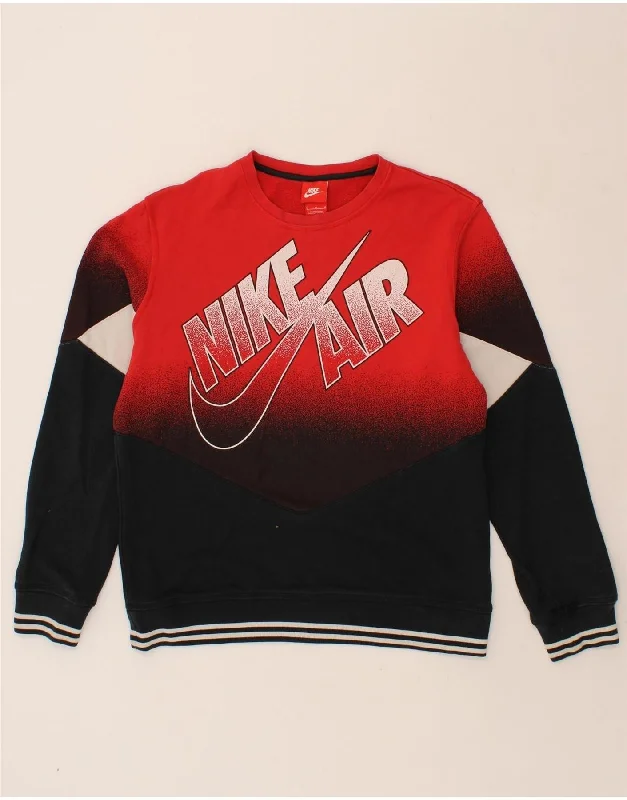 NIKE Mens Graphic Sweatshirt Jumper Medium Red Colourblock Cotton