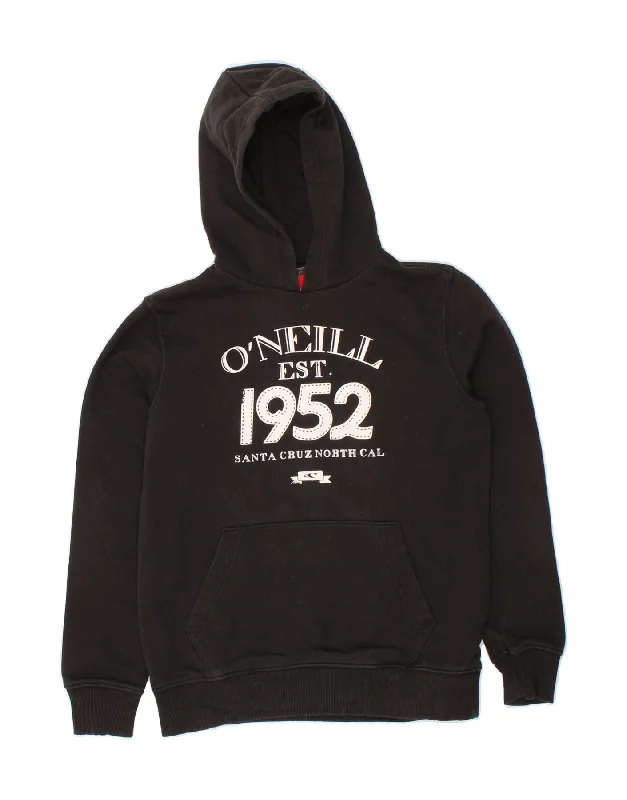 O'NEILL Boys Graphic Hoodie Jumper 11-12 Years Black Cotton