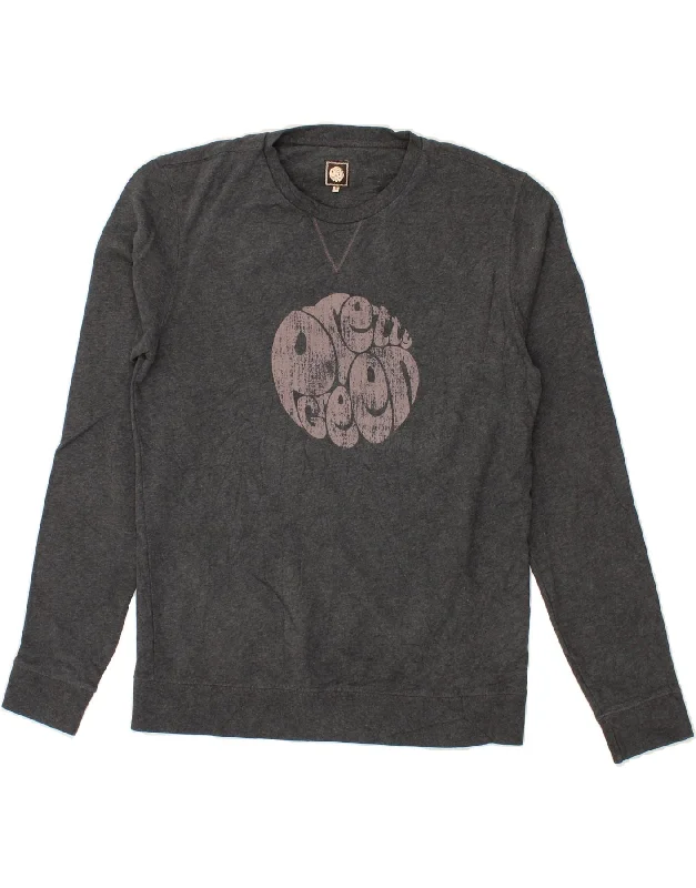 PRETTY GREEN Mens Graphic Sweatshirt Jumper Small Grey Cotton