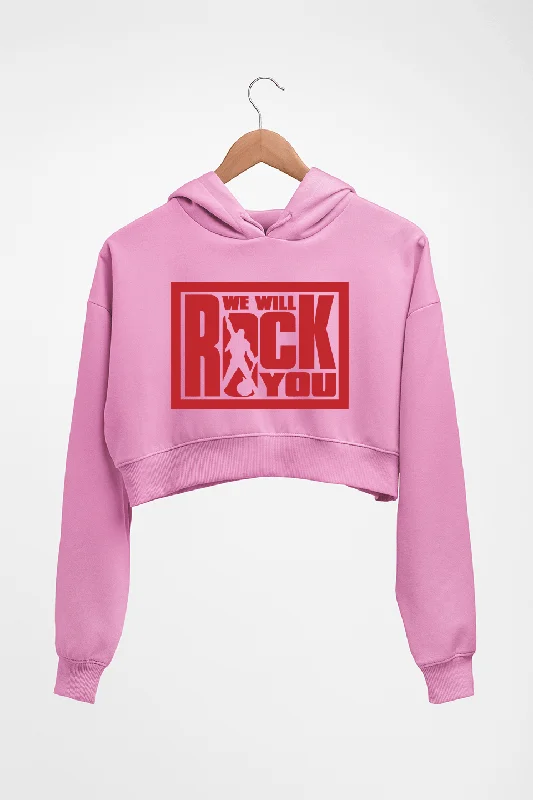 Queen Rock Band We Will Rock You Crop HOODIE FOR WOMEN