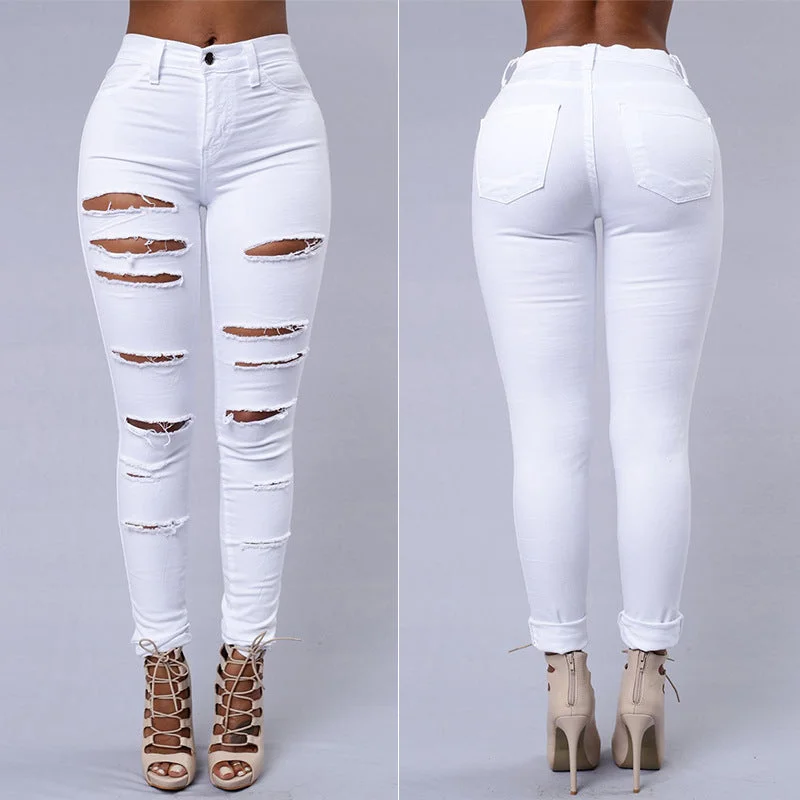 Women’s High-Waist Ripped Skinny Jeans – Stylish, Comfortable Fit