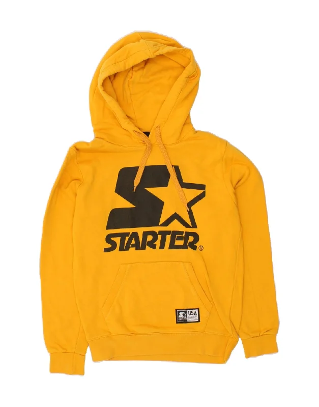 STARTER Mens Graphic Hoodie Jumper Small Yellow Hoodie with Gradient Ombre Colorful