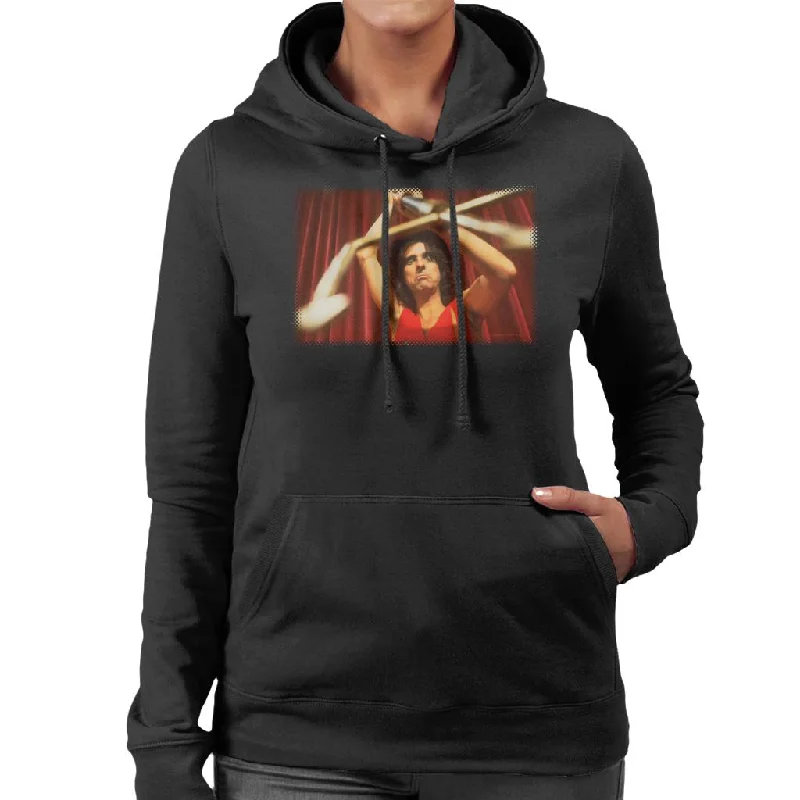 TV Times Alice Cooper Trident Women's Hooded Sweatshirt Hoodie with Typography Text Message TV Times Alice Cooper Trident Women's Hooded Sweatshirt Hoodie with Typography Text Message