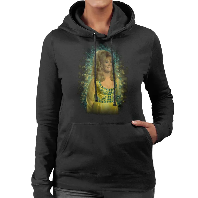 TV Times Dusty Springfield Flare Glow Effect Women's Hooded Sweatshirt Hoodie with Hem Applique Textured Unique TV Times Dusty Springfield Flare Glow Effect Women's Hooded Sweatshirt Hoodie with Hem Applique Textured Unique