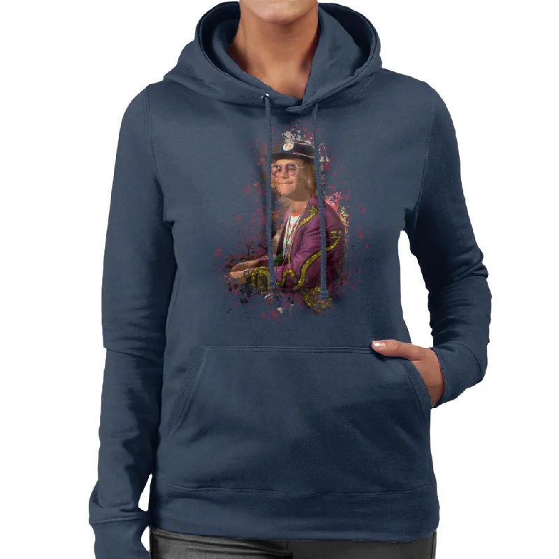 TV Times Elton John At The Piano Women's Hooded Sweatshirt Hoodie with Front Slit Layering Stylish TV Times Elton John At The Piano Women's Hooded Sweatshirt Hoodie with Front Slit Layering Stylish