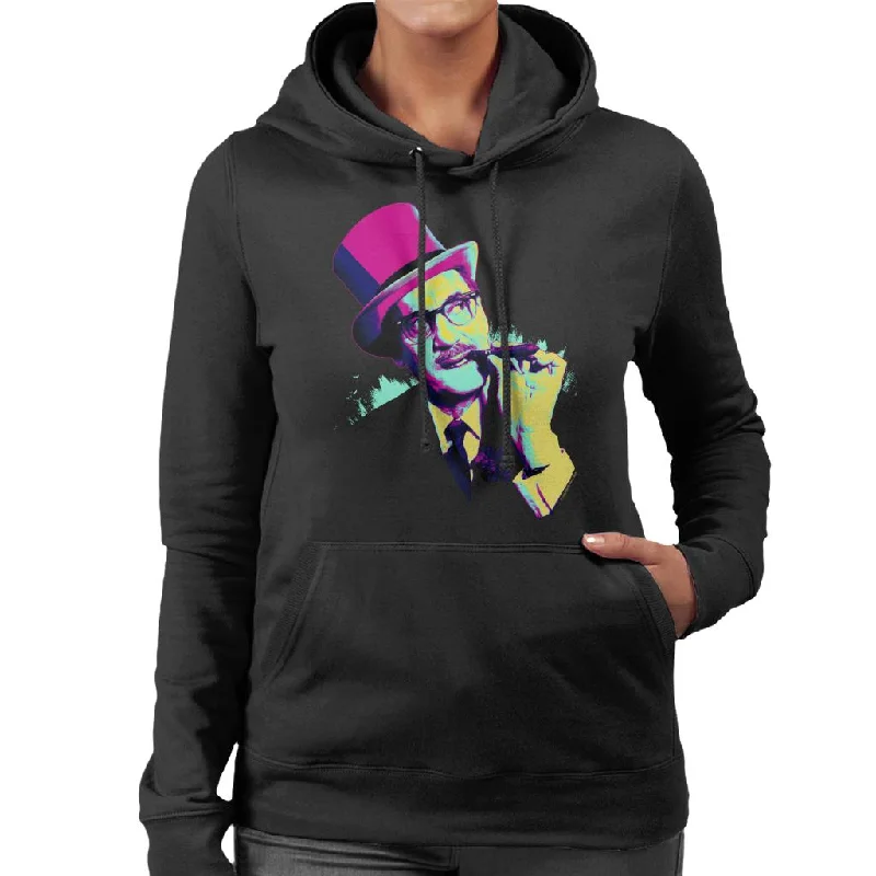 TV Times Groucho Marx 1967 Pop Art Stylised Women's Hooded Sweatshirt Hoodie with Metallic Shiny Futuristic TV Times Groucho Marx 1967 Pop Art Stylised Women's Hooded Sweatshirt Hoodie with Metallic Shiny Futuristic