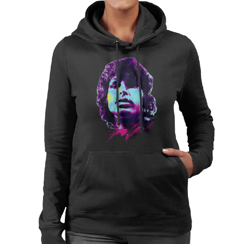 TV Times Jim Morrison Retro Pop Art Stylised Women's Hooded Sweatshirt Hoodie with Hem Embroidery Detailed Premium TV Times Jim Morrison Retro Pop Art Stylised Women's Hooded Sweatshirt Hoodie with Hem Embroidery Detailed Premium