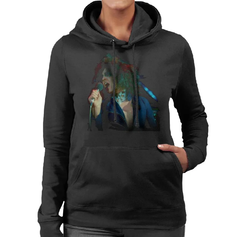 TV Times Marc Bolan Singing On Supersonic T Rex Women's Hooded Sweatshirt Hoodie with Button Classic Timeless TV Times Marc Bolan Singing On Supersonic T Rex Women's Hooded Sweatshirt Hoodie with Button Classic Timeless