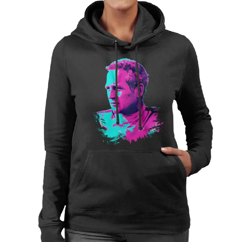 TV Times Paul Newman Race Suit 1974 Pop Art Stylised Women's Hooded Sweatshirt