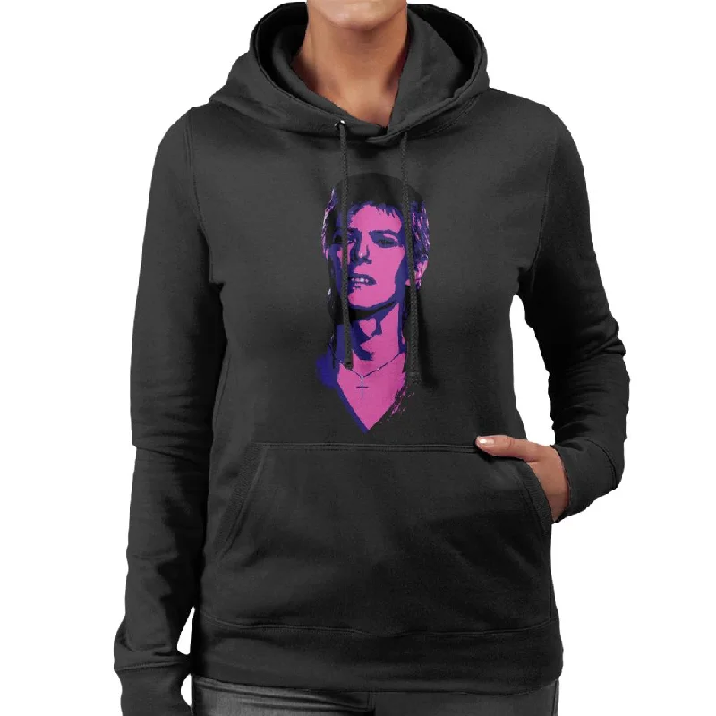 TV Times Pop Star David Bowie Portrait 1977 Pop Art Stylised Women's Hooded Sweatshirt