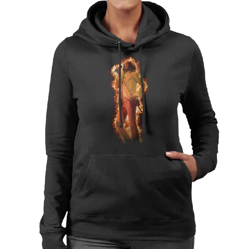 TV Times Rod Stewart And The Faces Flame Effect Women's Hooded Sweatshirt Hoodie with Emblem Brand Identity TV Times Rod Stewart And The Faces Flame Effect Women's Hooded Sweatshirt Hoodie with Emblem Brand Identity