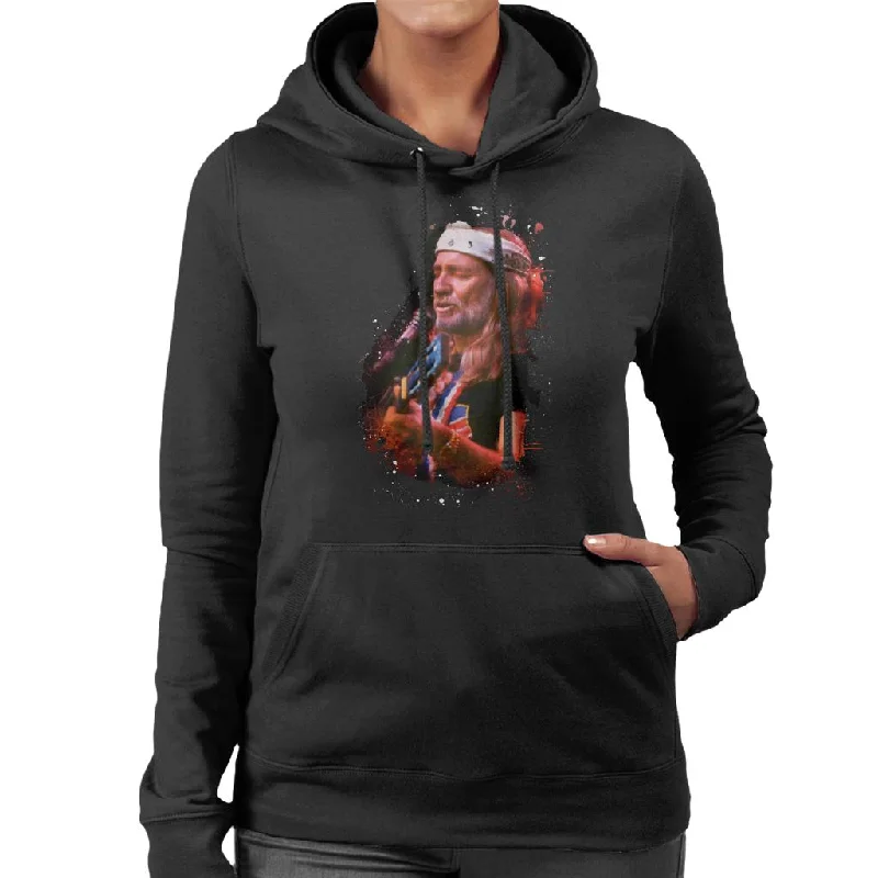 TV Times Willie Nelson Live Paint Splatter Women's Hooded Sweatshirt Hoodie with Belted Waist Structured Tailored TV Times Willie Nelson Live Paint Splatter Women's Hooded Sweatshirt Hoodie with Belted Waist Structured Tailored