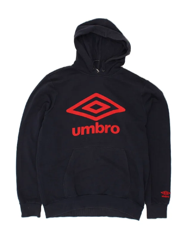 UMBRO Mens Graphic Hoodie Jumper Large Navy Blue Cotton Hoodie with Snap Buttons Easy Quick UMBRO Mens Graphic Hoodie Jumper Large Navy Blue Cotton Hoodie with Snap Buttons Easy Quick