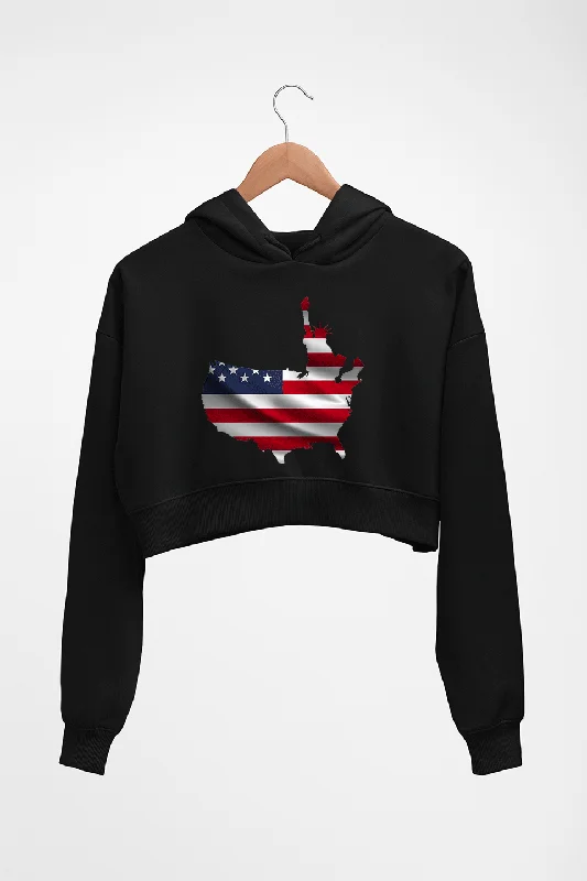 USA America Crop HOODIE FOR WOMEN