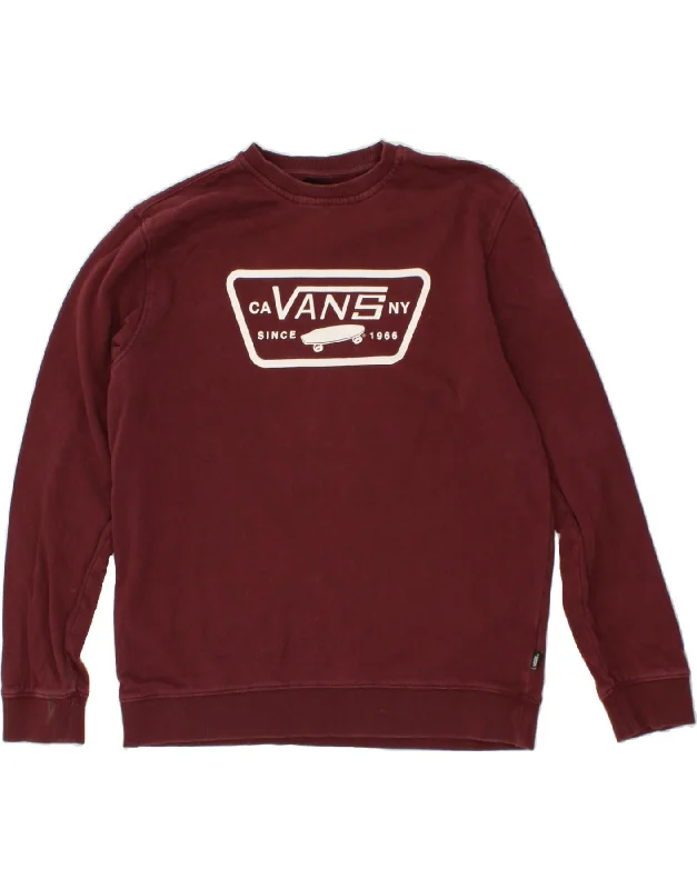 VANS Mens Graphic Sweatshirt Jumper Large Burgundy Cotton