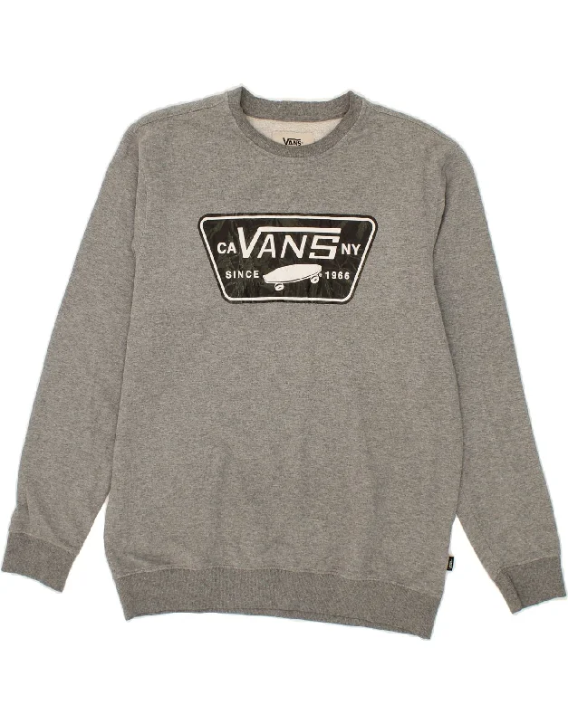 VANS Mens Graphic Sweatshirt Jumper Large Grey Cotton