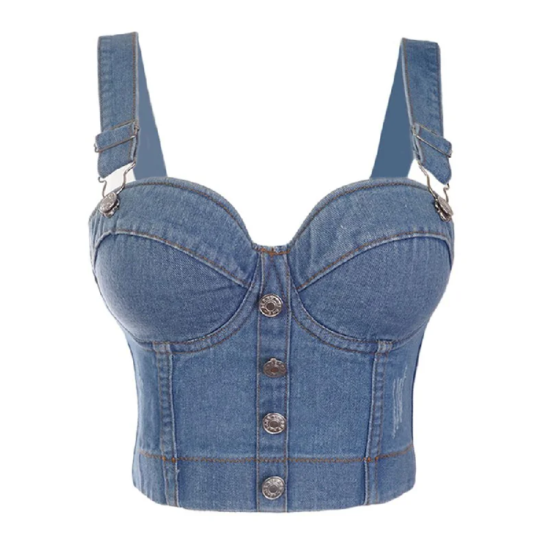 Fashion Sexy Denim Jeans Women Cropped Top Vest