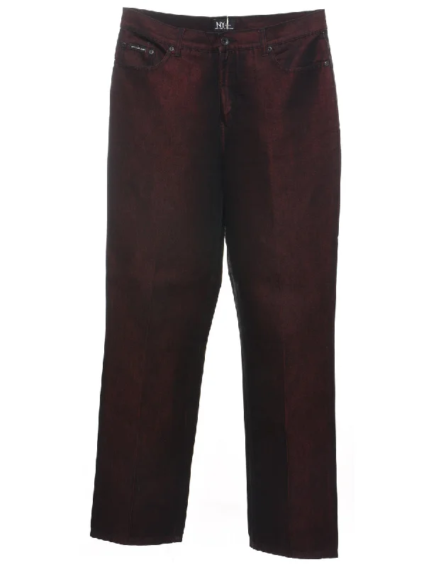 1990s Maroon & Black Tapered Jeans - W32 L33