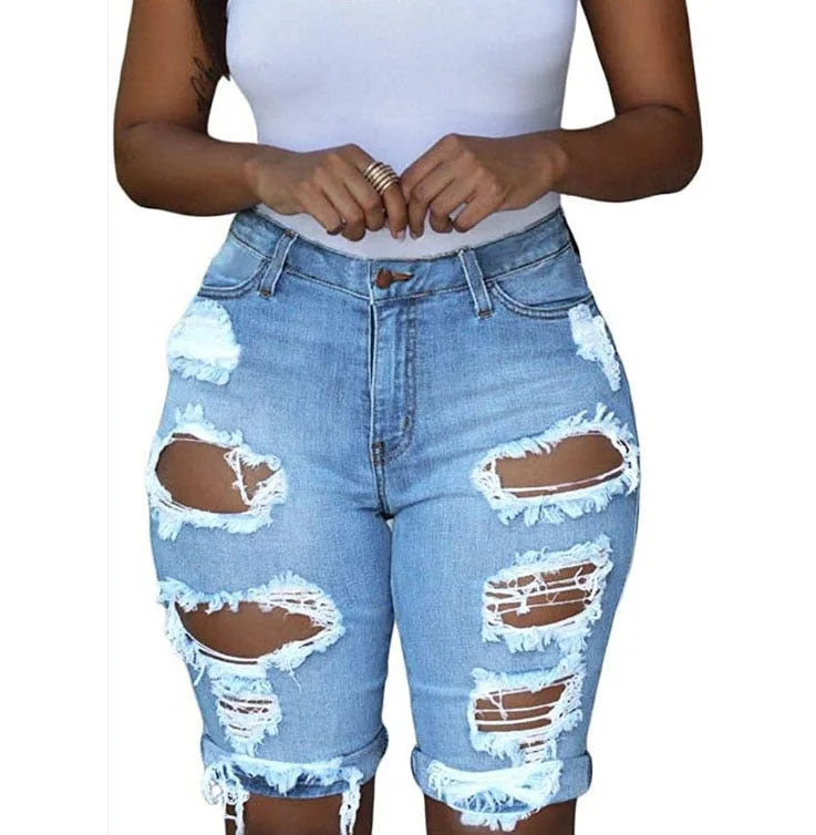Women Ripped Denim Destroyed Mid Rise Stretchy Bermuda Jeans Fashionable Jeggings Style Jeans Women Ripped Denim Destroyed Mid Rise Stretchy Bermuda Jeans Fashionable Jeggings Style Jeans