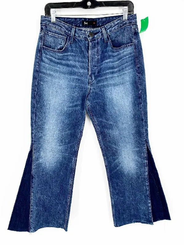 3x1 Women's Higher Ground Gusset Blue Flare Crop Button Fly Size 28/6 Jeans Stylish High-Rise Mom Jeans 3x1 Women's Higher Ground Gusset Blue Flare Crop Button Fly Size 28/6 Jeans Stylish High-Rise Mom Jeans