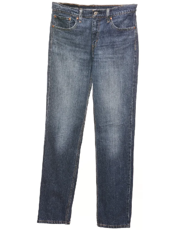 511's Fit Levi's Indigo Tapered Jeans - W31 L34 Fashionable Raw Hemmed Jeans