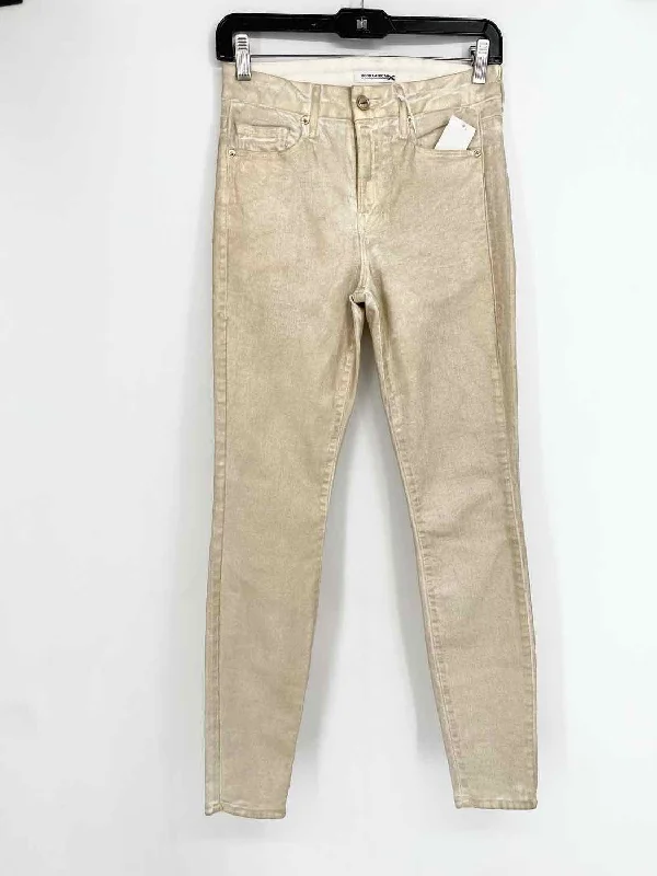 Good American Women's Gold Skinny metalic Size 2/26 Jeans Chic Rolled Cuff Denim Jeans Good American Women's Gold Skinny metalic Size 2/26 Jeans Chic Rolled Cuff Denim Jeans